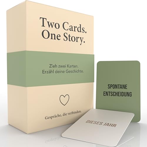 TIPSI Two Cards One Story – Kartenspiel für Erwachsene mit mehr als 3.600 einzigartigen Fragen | 2 Karten ziehen, 1 Geschichte erzählen | Spiel mit Gesprächskarten für Freunde, Paare & Familie (Basis)