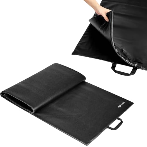 Image of Amazon Basics Leatherette Yoga Mat | 10 mm Thick Cushioned Support | Non-Slip Raxine Surface | Lightweight & Durable | Easy to Clean | Floor Protection | Ideal for Yoga, Pilates & Floor Workouts | Black
