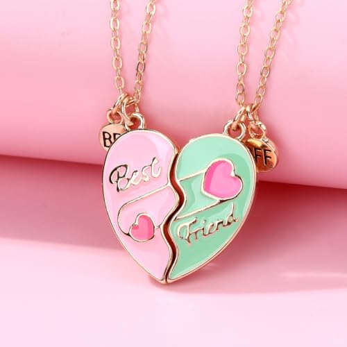 Best Friends Necklace for 2, Magnetic Heart Matching Pendant BFF Friendship Gift for Women3