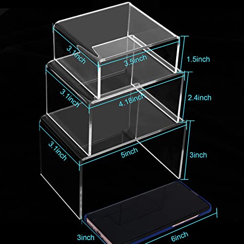 Ouskr 6 Pcs Acrylic Risers For Display, Acrylic Display Riser, Clear Display Stands For Shelf Dessert Cupcake Candy Food Tabletop Collectibles Product Bar Action Figure Jewelry Showcase (3- 4- 5 In) #TOP2