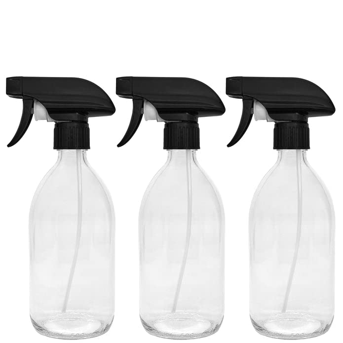 BIOHY Glas Sprühflasche (3er-Set) | Zerstäuber mit verstellbarem Sprühkopf | Nachfüllbare Spray Bottle | Klein & handlich | Perfekt für Reinigungsmittel, Öle & Pflanzen | Haushalt & Garten