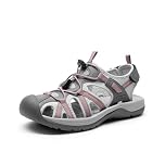 DREAM PAIRS Women's Hiking Sandals Adventurous Summer Sports Shoes Outdoor, Ladies' Slip-Resistant Comfort Walking Shoes,Size 7,Grey/Coral,DWUMST2502