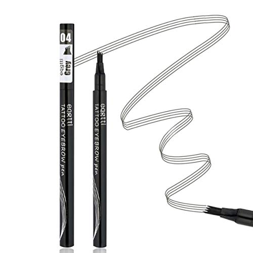 Aaiffey Eyebrow Tattoo Pen- Waterproof Microblading Eyebrow Pencil with Micro-Fork Tip Applicator Creates Daily Natural Brows Makeup Effortlessly (Gray)