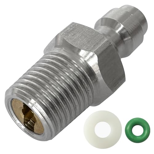 Image of 8mm Quick-Disconnect Plug Adapter, Stainless Steel 1 /8 inch NPT Male Thread PCP Paintball Charging Fittings with Sealing O-Ring