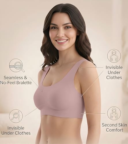 Image of DClub Comfort Revolution Seamless Bra -Easy lite Full-Coverage Wireless Everyday Bra with Soft Comfort with Removable Pad.
