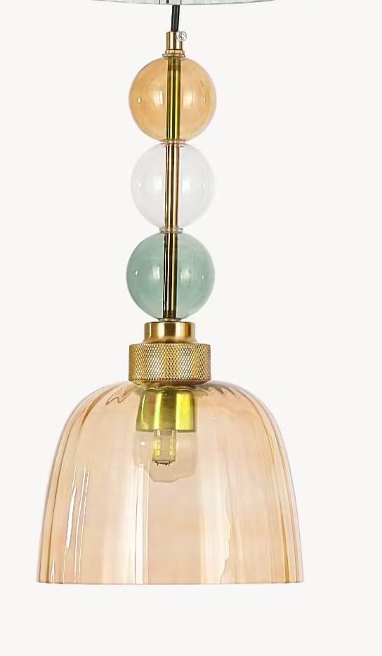 Image of CITRA Amber Glass Pendant Light for Bedside Hanging Light - Warm White