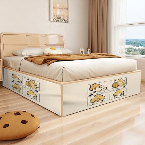 Treer Faldones de Cama Decoración, Estampados Lindos Cubre Canape Falda de Cama 90/105/150, Falda con Autoadhesivo y Cinta de Gancho Cubre y Protege la Base (Pez,140An x Al30 cm)