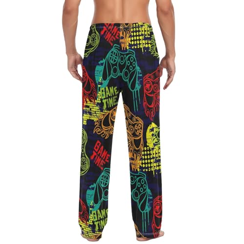 Video Game Controller Pajama Pants Game Console Men's Pajama Bottoms Lounge Sleepwear PJs Lightweight Sleep Pants L2