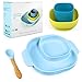 LEADSTAR Vajilla Bebe Ventosa, Plato Ventosa Bebe Silicona Platos con Ventosa para Bebes Cuchara Bebe Aprendizaje Precucharas Bol Taza Juegos de Vajilla Regalos para Bebé Infantil Niños, 4 Piezas