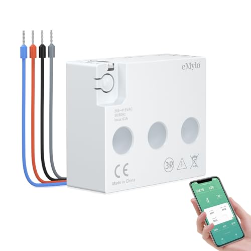 eMylo Medidor de Energía Inteligente Zibee Mini Monitor de Energía Eléctrica 99% Alta Precisión Medidor de consumo eléctrico en tiempo real de 3 fase Protección de sobrecarga para Casa/Apartamento