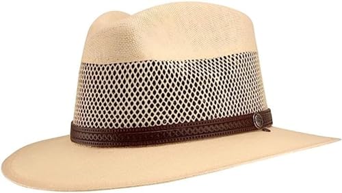 Image of American Hat Makers Milan Straw Fedora - Outdoor Summer Golf and Beach Hat for Men and Women - Wide Brim for UV Protection