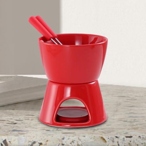 Qianly Chocolate Fondue Pot Ice Cream Hot Pot Home Chocolate Melter Pot Party Tea Light Porcelain Melting Pot Cheese Fondue Pot