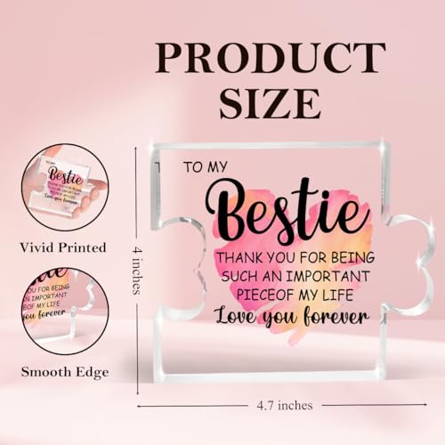 PVOPVO Bestie Friendship Gifts for Women Best Friend Birthday Gifts for Women Friends Female Bff Soul Sister Work Besties Christmas Valentines Birthday Gift Bestie Acrylic Puzzle Plaque