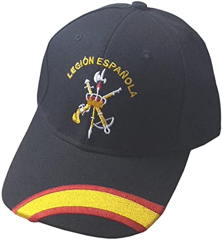 Tiendas LGP  Gorra Bordada Legión Española, Talla única. con Presilla de adaptación, Color Negro