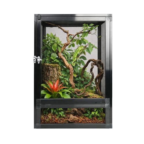 waazoorep 13 Gallon Reptile Enclosure 19x13x13 Mesh Chameleon Cage Superior Ventilation Vertical Screen Tank for Chameleon Crested Geckos Leopard Geckos Bearded Dragon Lizards Spider Butterfly