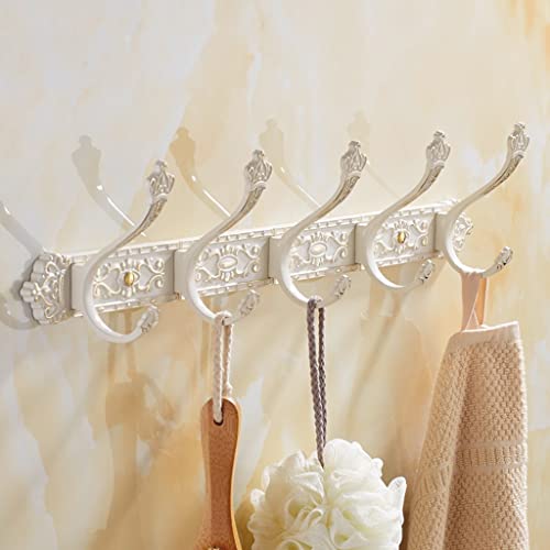 Perchero de Pared Perchero Dorado y Blanco Montaje en Pared, Percheros detrás de la Puerta, Ganchos de Pared Estante para baño, Dormitorio, Entrada Perchero (Color: B, Tamaño: 5 Ganchos)