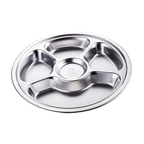 Zynphancer 多用途ステンレス食品容器 シルバー ? 仕切り付き朝食プレート 簡単お手入れ さまざまな食事シーンに対応