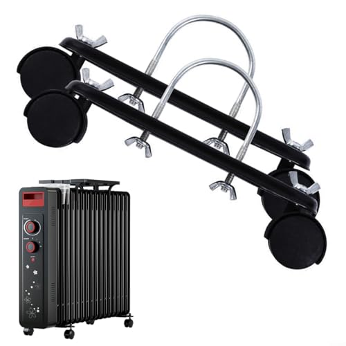 2 soportes de radiador para calentador eléctrico con ruedas giratorias de 360°, base portátil para calentador de aceite para un fácil movimiento en el hogar y la oficina, soporte duradero