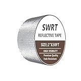 SWRT Reflective Tape 2 Inch x 30 FT DOT-C2 High-Intensity Fade Resistant Silver Reflective Tape Outdoor Waterproof Strong Adhesive Safety Warning Tape Conspicuity Tape for Trailer Trucks Bike