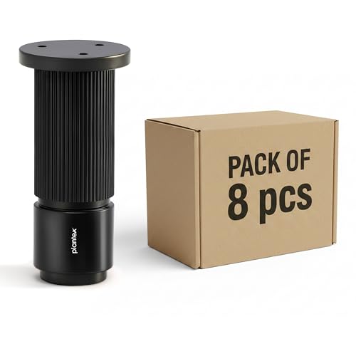 Image of Plantex 4 Inch Sofa Leg for Bed Furniture /Aluminium Sofa Leg for Table /Support Legs /Furniture Leg - Pair of 4 (8 Piece) (DTS-77, Black)