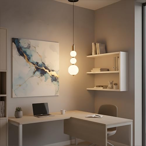 Image of Lamp master Luxe Globe Modern 3-Sphere Pendant Light | Elegant Acrylic Ball Hanging Lamp | Antique Gold Finish Decorative Chandelier for Living Room, Dining Room, Bedroom, Cafe & Home Interior
