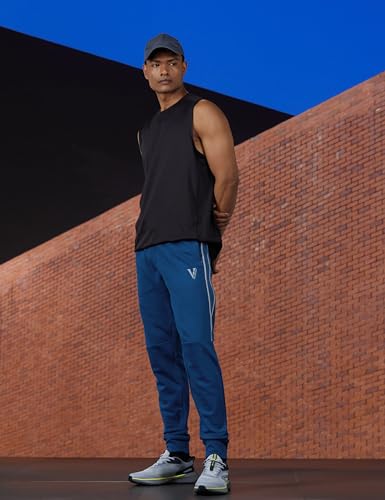 Image of Van Heusen Men's Regular Fit Mid Rise Athleisure Joggers - Drawstring Waist, Side Panel, Twin Pockets