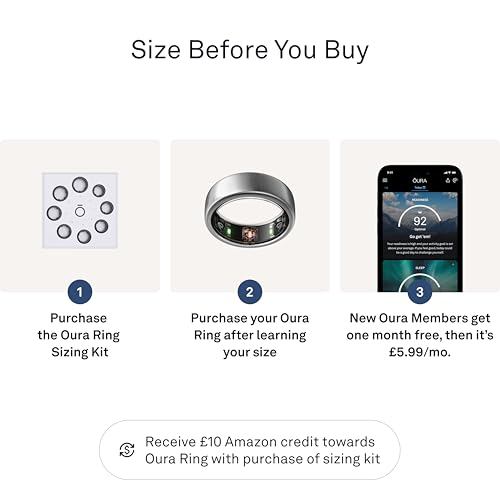 Oura Gen3 Horizon Smart Ring - Size 11, Brushed Titanium | Sleep, Heart Rate and Fitness Tracking Wearable - Up to 7 Day Battery Life - iOS/Android Compatible - Size First with Oura Sizing Kit