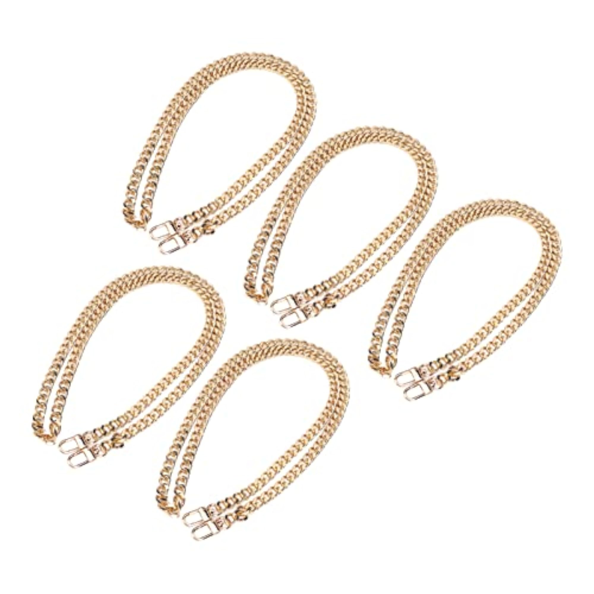 5pc Gold Metal Curb Chain Anklet Set, Rustproof
