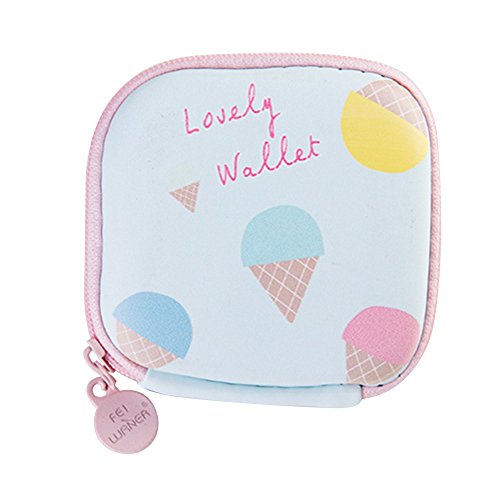 Preisvergleich Produktbild Haodou Mini Geldbörse Reißverschluss Kopfhörer Geldbeutel PP Wasserdicht Münzbörse Münzbeutel Mini-Portemonnaie Herren und Damen 3.5cm*6.5cm*7cm (blaue Eiscreme)