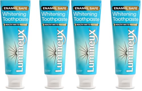 Image of Lumineux Teeth Whitening Toothpaste 4 Pack Peroxide Free Enamel Safe for Sensitive Whiter Teeth, Fluoride Free, No Alcohol, Artificial Colors, SLS Free Dentist Formulated - 3.75 Oz
