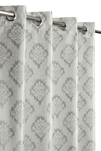 Image of Yarnis Polyester Damas Printed Room Darkening Curtains 9 Feet Long for Door & Windows Living Room, Grey, Parda, 1 Piece