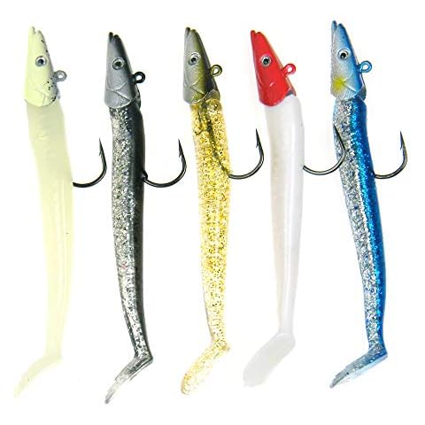 QualyQualy 4.7in 0.77oz Sinking Pencil Fishing Jigs Soft Fishing Lures Saltwater Freshwater Swimbaits Lead Fishing Jigs For Bass Trout 5 Pcs Mixed Color Cover