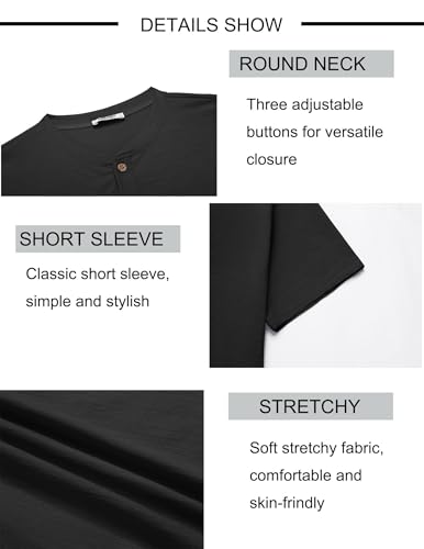 COOFANDY Mens Henley Shirts Short Sleeve Casual Button Down Shirts Lightweight Summer Basic Tee 5