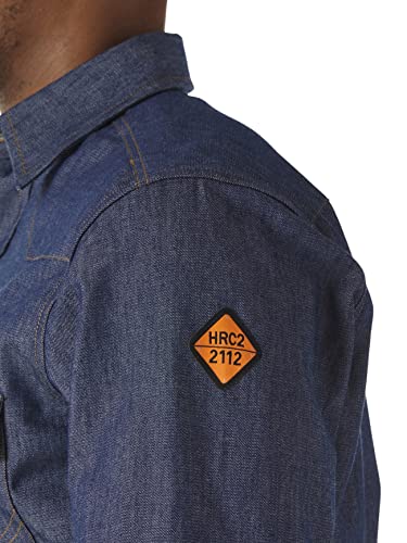 Fr Flame Resistant Western Long Sleeve Two Pocket Snap Shirt, Denim, Large #TOP4