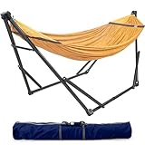 Tranquillo Adjustable Hammock Stand 2 Persons, Portable Hammock with Stand Collapsible – Lounge, Yard, Porch, Hammock Net with Carry Bag, Yellow