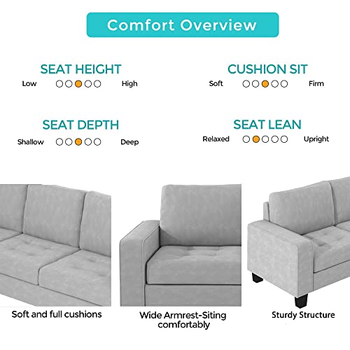 Evedy Ottoman Living Room Furniture Sets,Sectional Sofa,L-Shaped Couch,5 Seater Combination Corner Sofá With Storage Footrest And Cup Holder Saving Design For Large Space Apartments,Light Gray Velvet #TOP7