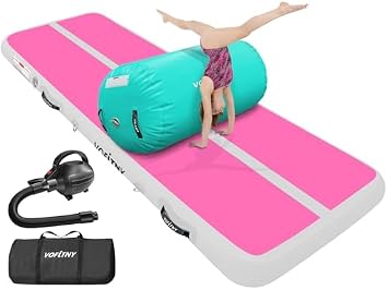 VOFiTNY 6.6ft Inflatable Gymnastics Air Mat with 4L x 2.5D Air Barrel Tumble Track for Home/Gym