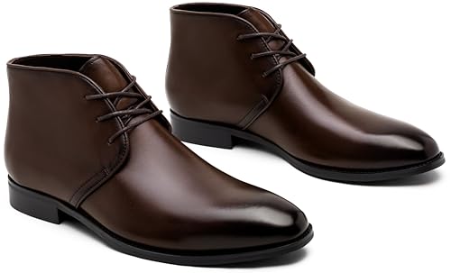 Image of Jousen Leather Boots for Men Dress Classic Mens Boots Polish Retro Ankle Chukka Boots Mens