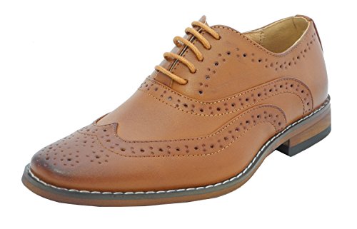 Zapatos de cuero marrón para niños con cordones elegantes en tallas 10 a 5.5