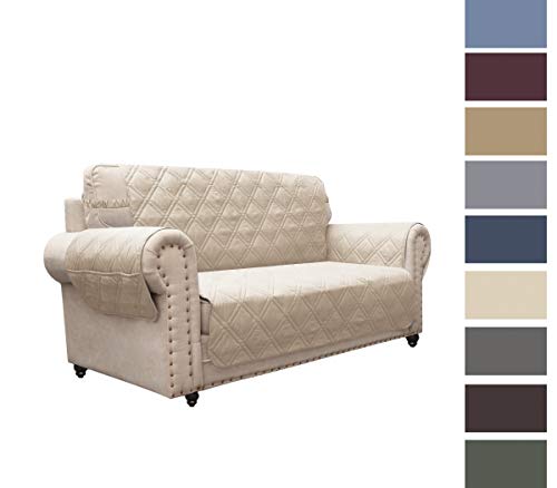 Ameritex Loveseat Cover Water-Resistant Quilted Furniture Protector with Back Nonslip Paws Slipcover