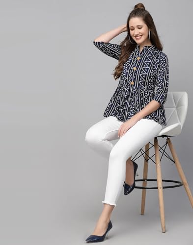 Image of Bollyclues Women's Crepe Bandhni Printed Peplum Top(BC-to)