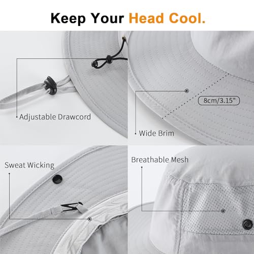 Image of Home Prefer UPF50+ Mens Sun Hat Wide Brim Womens UV Protection Beach Bucket Hat for Fishing Hiking Snap Up Cowboy Hat