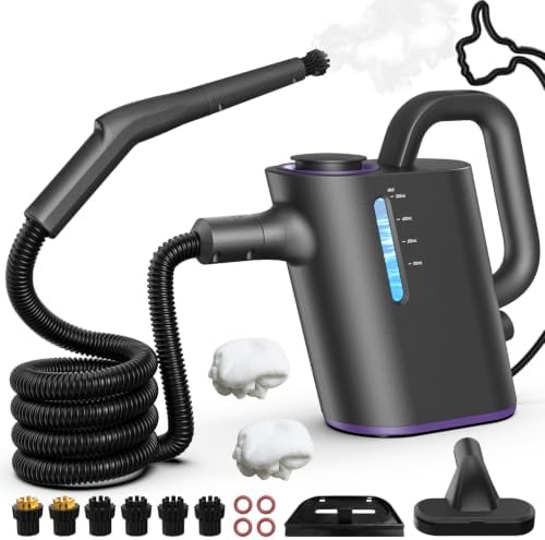 Dampfreiniger Handgerät 15 Sek. Aufheizzeit, 550 ml Tank Steam Cleaner | 16 Zubehör Handdampfreiniger für Alles für Küche, Bad, Fugen, Fenster, Auto & Polster, chemiefrei, 100°C He