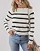 ZESICA Women's Long Sleeve Lightweight Striped Tops 2025 Fall Crewneck Ribbed Knit Shirts,White,Large