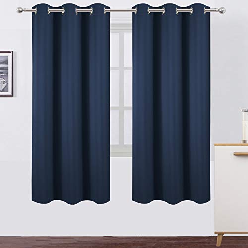 Image of LEMOMO Navy Blue Thermal Blackout Curtains /42 x 72 Inch /Set of 2 Panels Room Darkening Curtains for Bedroom