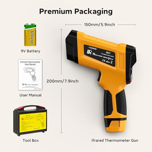 Image of Infrared Thermometer Temperature Gun 3992F 50:1, | Triple-Laser IR Temp Gun for Industrial Furnace Kiln Foundry Steel Welding HVAC Engine Diagnostic Tool