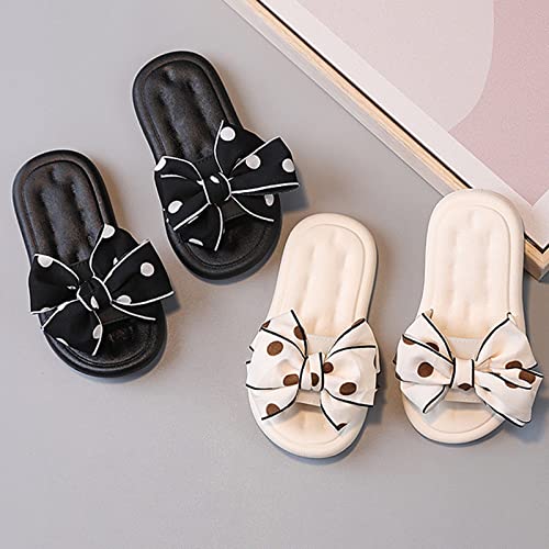 Unisex Kids Toddler Slippers Boys Girls Shoes Slides Slip On Bow Sandals Beach Pool Water Comfort (White, 9 Toddler)3