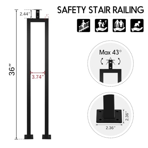 Balustre d'escalier haut de gamme LukLoy avec support ajustable | 91,4 cm - 3