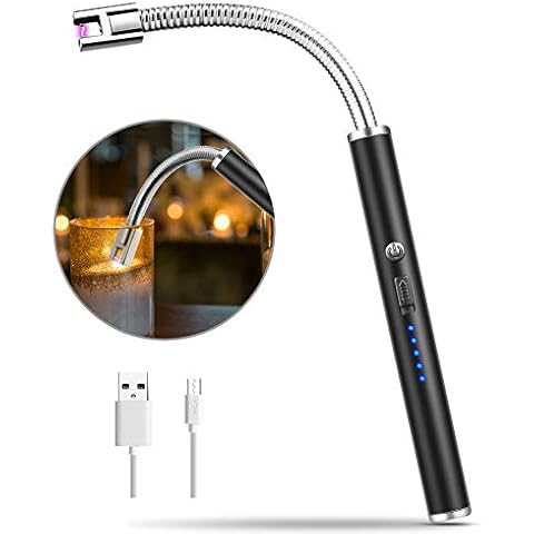 MOSUO Candle Lighter Rechargeable, Electric Arc Lighter Ignition Lighter with USB Cable, Windproof Flameless Electronic Lighters for Kitchen, Barbecue, Candles, Gas Stove, BBQ Cover