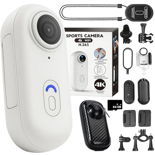 Image of 2026 Upgraded HD Action Camera, 360 Motorcycle Camera, 1080p /4k Mini Wearable Body Adventure Action Cameras with Audio, Video, Mount Anywhere, for Vlogging, Diving (White,4K)